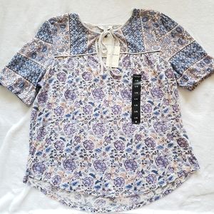 Lucky brand floral short sleeve top L